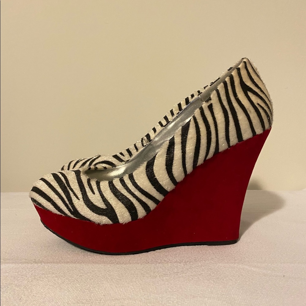 A Zebra Print Platform High Heel - image 3